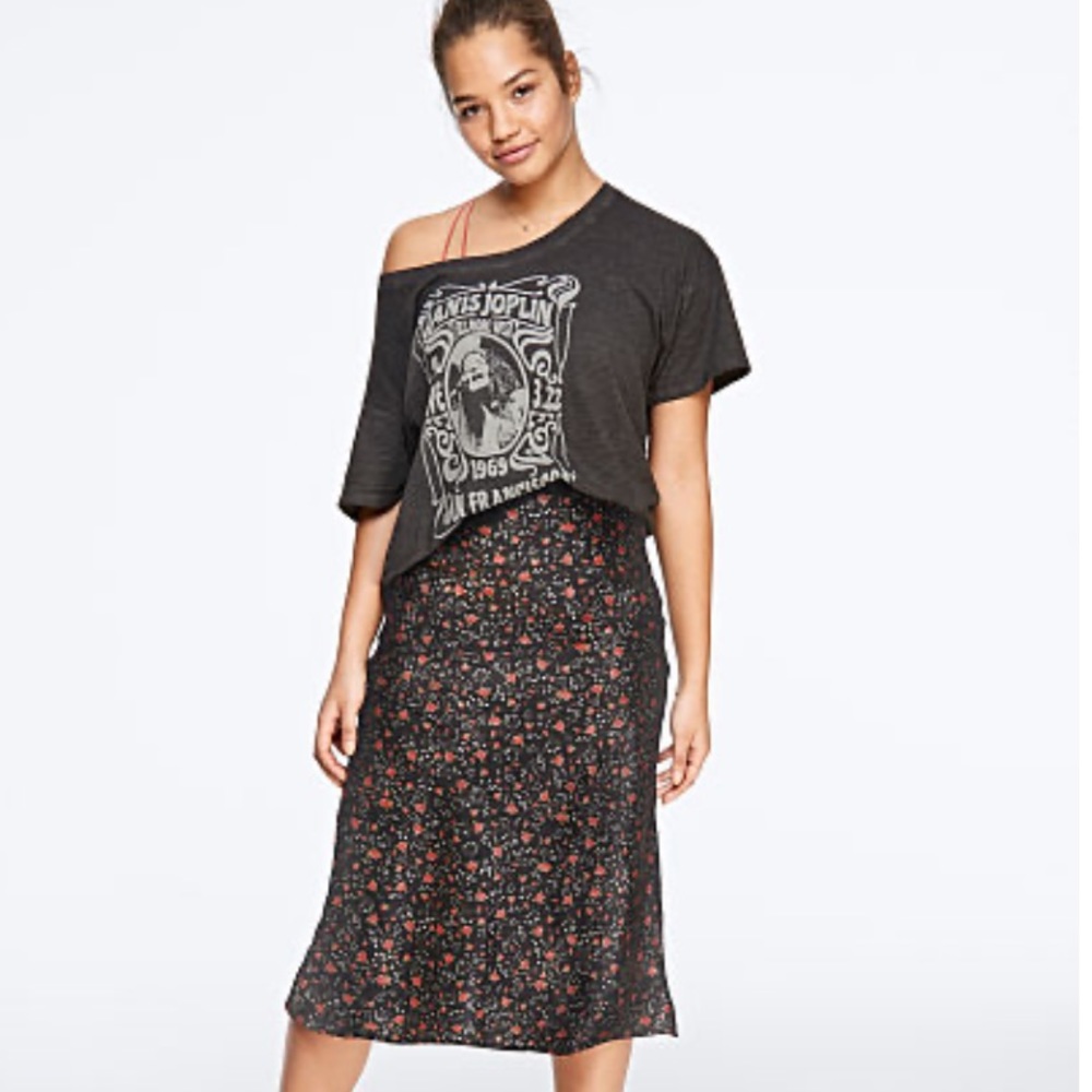 PINK Floral Satin SKIRT NWT